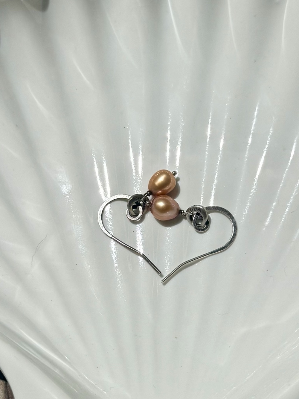 Retired Silpada Sterling Silver Peach Pearl Drop Earrings, Boho Dangle W1550 - Picture 10 of 10